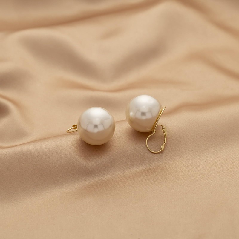 Big Pearl Drop Earrings for Women Oversized White Pearl Dangle