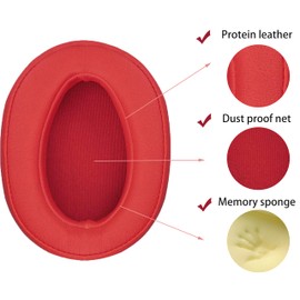 Replacement Ear Pads Compatible with Sony WH-H900N/MDR 100ABN Wireless Noise Canceling Headphones, Akkiv Replacement Ear Pads Made of Protein Leather and Memory Foam (red)