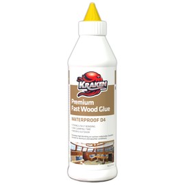 Kraken Bond D4 Fast Drying Wood Glue - (1x13.5 fl.oz.) Marine Grade Waterproof Polyurethane Glue for Outdoor, Boat, Furniture, Woodworking, Carpentry, Heavy Duty Marine Carpet Glue - 1 Pack