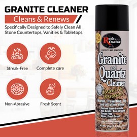 Rock Doctor Granite & Quartz Care Kit, 3 Piece Maintenance Stone Care Combo Kit – Cleans & Renews Marble, Travertine, Tile and All Other Stone, Fresh, Pack of 3, 54.0 Ounce