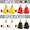 호환 4Pcs 금도금 RCA 플러그 90도 직각 남성 여성 팔꿈치