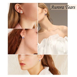 Aurora Tears February Birthstone Jewelry Sets Women 925 Sterling Silver Crystal Birth Stone Necklace Earrings Sets Birthday Jewellery DS0028F