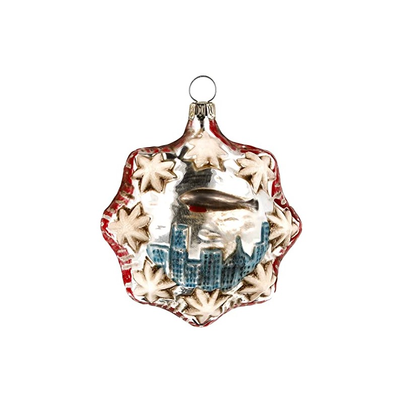 Marolin Glass Ball Zeppelin Airship Over New York Patinated