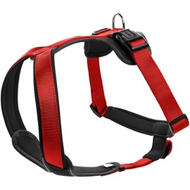 Hunter neoprene dog harness, nylon, padded with neoprene, for sports and leisure, red / black, nylon, neoprene, s (45-57)