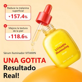 2PCS Sérum Nocturno Reafirmante con Bakuchiol, Niacinamida y Pantenol, Hidrata, Ilumina, Unifica el Tono de Piel y Reduce Manchas Oscuras, Vitamin Illuminating Serum（30ml）