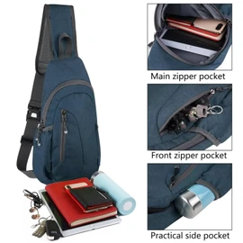 TITECOUGO Canvas Small Sling Bag Lightweight Crossbody Bag for Women Rucksack for Men Running Backpack Travel Chest Pack Shoulder Daypack for Hiking Outdoor Gym Work Sports Dark Blue