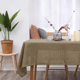 Deconovo Wipeable Tablecloths Rectangular Water Resistant Table Cover Faux Linen Table Cloth for Coffee Table 54 x 108In Khaki