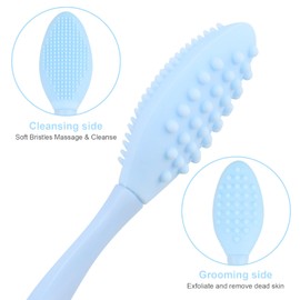 Lip Scrub Brush,Double-Sided Silicone Exfoliating Lip Brush Tool for Smoother and Fuller Lip Appearance,Blue,2pcs