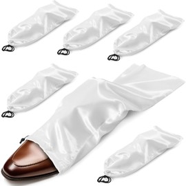 Ersmak 6 Pack Shoe Bags for Travel - Satin Shoe Bag with Drawstring - Ivory White Shoe Storage Bags for Protecting Storage Shoes - 17.7 x 7.9 In
