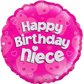 OAKTREE UK 229172 Oaktree 18" Happy Birthday Niece Pink Holographic