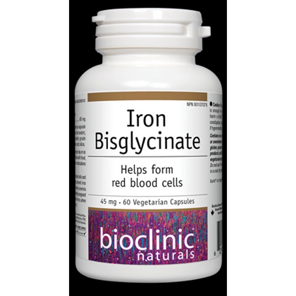 Bioclinic Naturals Iron Bisglycinate 60 Vegetarian Capsules