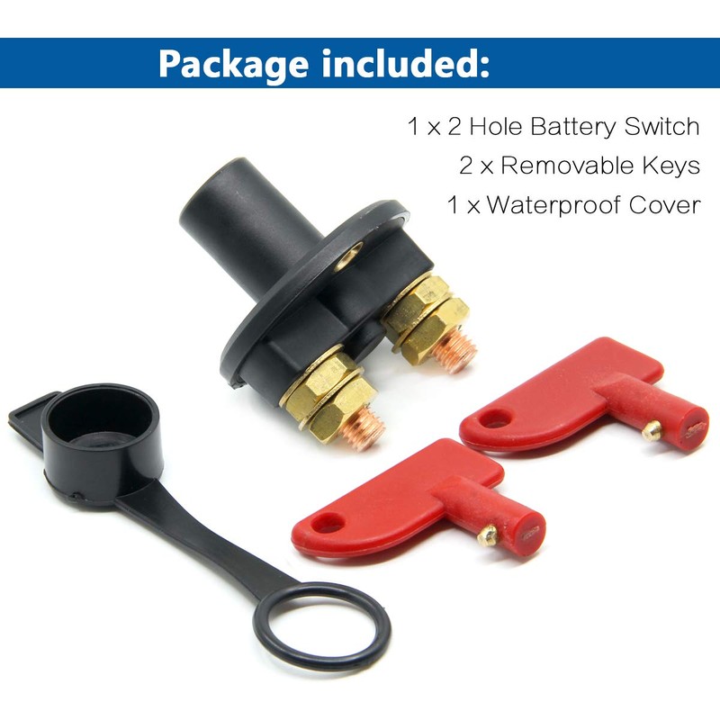 RKURCK 2 Holes Battery Disconnect Isolator Cut OFF Power Kill