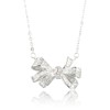 Rizilia 18K White Gold Plated Zirconia Bow Pendant Chain for