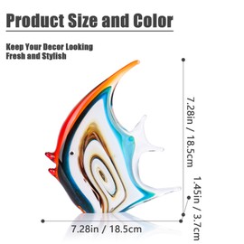 Hand Blown Glass Fish Figurines, Crystal Art Sea Animals Creatures Home Coastal Decor, Glass art Paperweights Collectibles Glass Sculpture For Center Pieces Decor for table, bookshelf decor objects