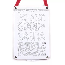 Unbranded Set of 2 Color-Your-Own Christmas Countdown Wood 6"x9" Hanging Signs