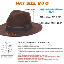Ruphedy Wool Fedora Hats for Men Women Wide Brim Felt Panama Hat (B5030-Brown-XL)