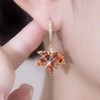 Fall Maple Leaf Earrings,Thanksgiving Fall Earrings Hoops Red Rhinestone Maple