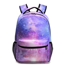 Kwlegh Galaxy Backpack for School Pink Purple Universe Space Bookbag for Girls Boys Lightweight Kids Schoolbag for Preschool Kindergarten Elementary Middle School Daypack