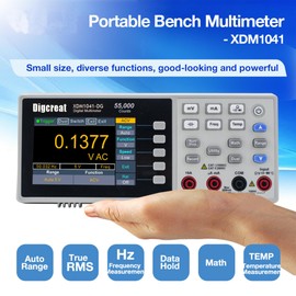 Digcreat Desktop Digital Multimeter XDM1041-DG Portable Mini Multimeter with 3.5-inch 55000 Counts LCD Display, True RMS Temperature Tester Meter