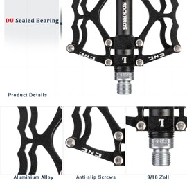 RockBros Bicycle Pedals 9/16 inch Axle CNC Aluminium Alu With Sealed Bearings for Mountain Bikes / Road Bikes / City Bikes