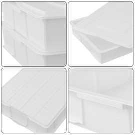 Ramddy 4-Pack Commercial Pizza Dough Proofing Box with Lid, Stackable Plastic Pizza Proofing Dough Tray, White
