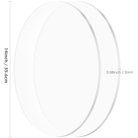 Hojas de acrílico de círculo transparente, 2 unidades de disco acrílico de 14 pulgadas, 2 mm de grosor, disco acrílico transparente de plexiglás redondo para proyectos de bricolaje y manualidades