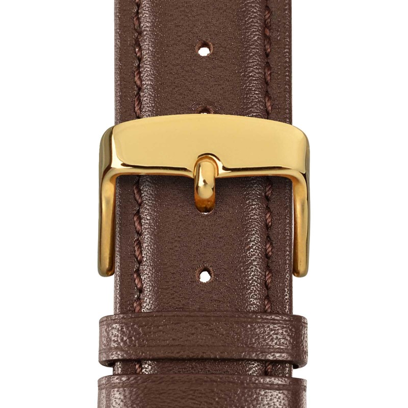 WOCCI 17mm Vintage Leather Watch Strap with Gold Buckle, Replacement