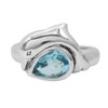 Sterling Silver Dolphin Teardrop Crystal Rings, Aqua, Size 8