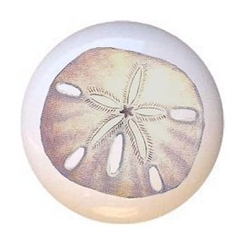 Sand Dollar Sanddollar Design #001 - Seashells Sea Shells - DECORATIVE Glossy CERAMIC Cupboard Cabinet PULLS Dresser Drawer KNOBS