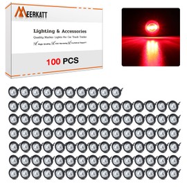 MADCATZ Meerkatt Big Sets 3/4 Inch Mini Round 3 LED Side Marker Indicator Clearance Light w/Grommets Truck Car Trailer Boat 12V DC (Clear Lens/Red Light) 100 Pcs.