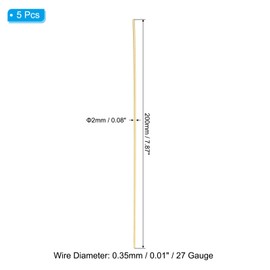 PATIKIL 27Ga 7.87"L Brass French Wire, 5 Pcs 0.08" Outer Dia Metallic Spiral Wire for Embroidery Jewelry Making Cloth Decoration DIY Craft, Gold Tone