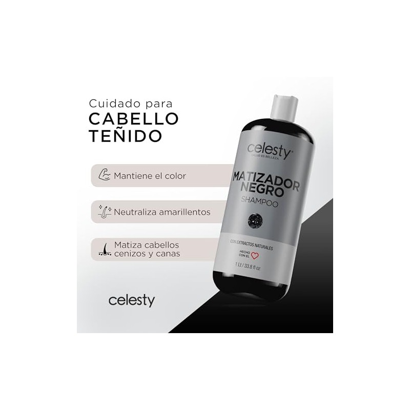 CELESTY Shampoo Matizador - Variedad Amarillo Azul Morado Negro Rojo