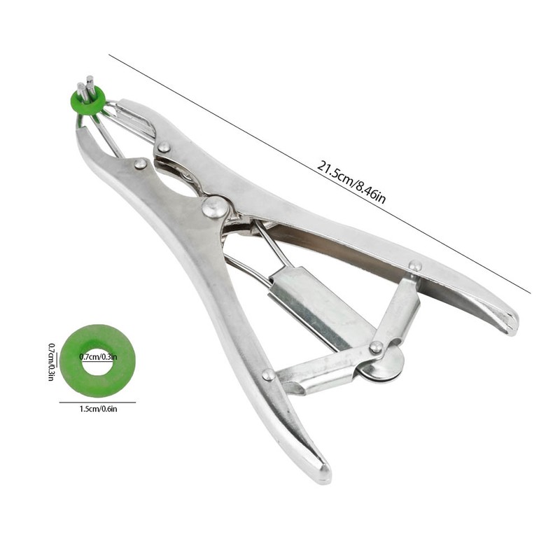 Stainless Steel Castration Pliers Clamp with 100PCS Tail Docking Rings
