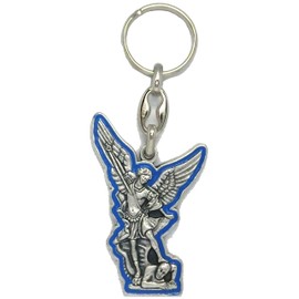 Generico 50.462.31 007BLU Keyring Religious Saint Michael Archangel Michael Silver Enamel Blue, Silver / black