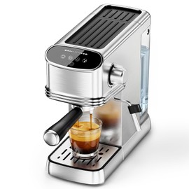 COWSAR 20 Bar Espresso Machine, Compact Espresso Maker with Steam Milk Frother, Stainless Steel Coffee Machine with 45oz Removable Water Tank, for Cappuccino,Latte&Cold Brew Home&Office
