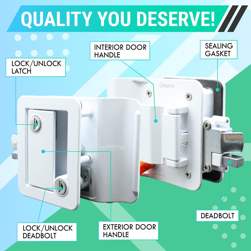 LATCH.IT White RV Door Latch | RV Door Locks for