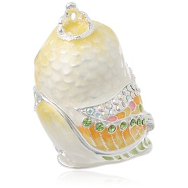 PIEARTH EX575-4 Jewelry Box, Tiara Owl (Citron Yellow), Crystal Resin Metal