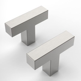 Amerdeco 10 Pack Brushed Satin Nickel Cabinet Knobs 2 Inch Length Single Hole T Bar Cabinet Pulls for Drawer Dresser Cupboard