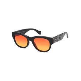 SOJOS Ocean Collection Classic Polarized Square Sunglasses for Women Men Recycled Plastic Frame Eco-Friendly UV400, Bloom, Black/Orange