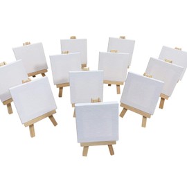 AUREUO Art Painting Creation Modern Oil Painting Art Decoration Mini Stretched Canvas Set with Easel 7.5cm x 7.5cm 12pcs Medium 100% Cotton Suitable for Watercolor, Acrylic Painting, Oil Painting