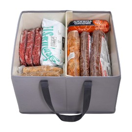 FREEZER SANITY Collapsible Freezer Organizer Bins - Stackable Storage Organizers with Custom Dividers, Handles, Ideal for Chest Freezers, Heavy-Duty, Water-Resistant (Regular 15x14x9)