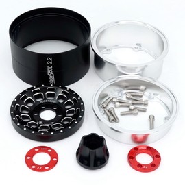 HOBBYSOUL 2.2 Beadlock Wheels and Tires 5.0inch Tall, RC 2.2 Tires Tyre & Adjustable Offset 2.2 Wheels Rims Silver Black for RC Mud Crawler Trail Gen7 Gen8 Everest 10 Axial Capra Wraith,(4-Pack)