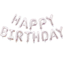 Happy Birthday Letters Aluminum Foil Balloons Set Party Decoration Supplies - Silver Amesii