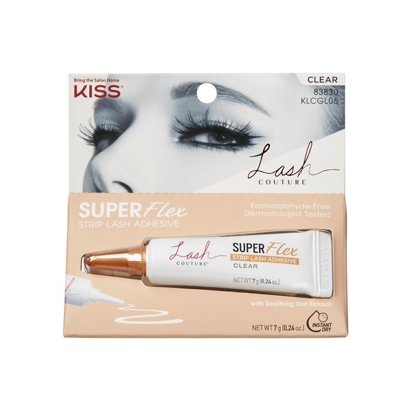 KISS Lash Couture, Lash Glue, Super Flex Oat Infused Strip Lash Adhesive, Clear, Includes 1 Lash Adhesive, Long Lasting Wear, Can Be Used with Strip Lashes and Lash Clusters