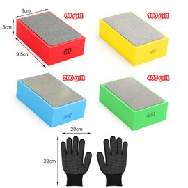 Pack of 4 Diamond Hand Polishing Pads, Tile Grinding 60/100/200/400 Polishing Pad Block Sanding Block Hand Sanding Pad Tile Sanding Blocks Polishing Pads for Stone Ceramic Tiles Glass Granite Marble