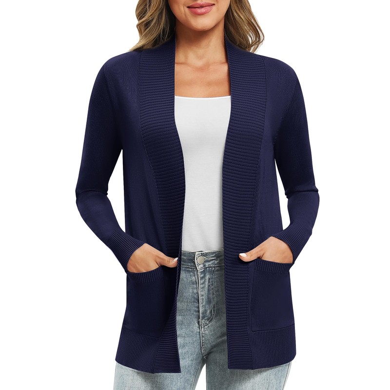 EXCHIC Women's Long Sleeve Knitted Cardigan Lightweight Cosy Open Front