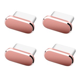 ALLVD Type C Cap Connector Cover Ultra Durable Protective Dustproof Cover Charging Port Connector Dust Plug 4pcs (Rose Gold)