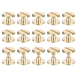 sourcing map 20Pack Brass Chicago Screws, 4x12mm Flat Head Screw Back Binding Post Nail Stud Rivets Fastener for DIY Leather Craft Belt Strap