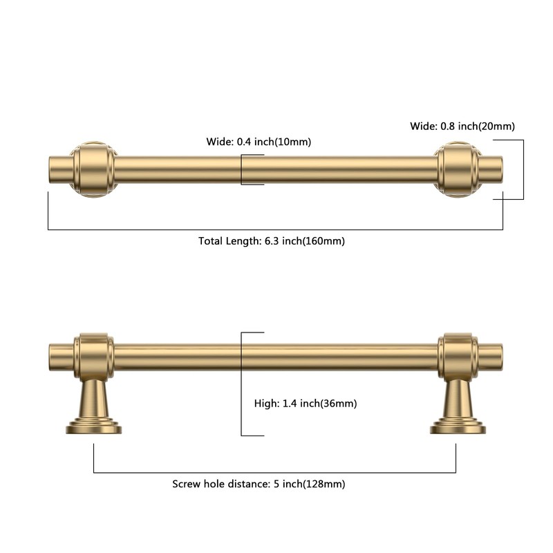 Asidrama 10 Pack 5 Inch(128mm) Champagne Bronze Cabinet pulls Kitchen