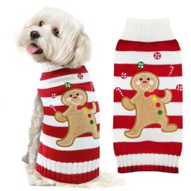 ABRRLO Dog Christmas Jumper Gingerbread Man Xmas Pet Sweater Outfits Puppy Cat Holiday Costume New Year Clothes Gift for Small Medium Large Dogs （Gingerbread man,XS）